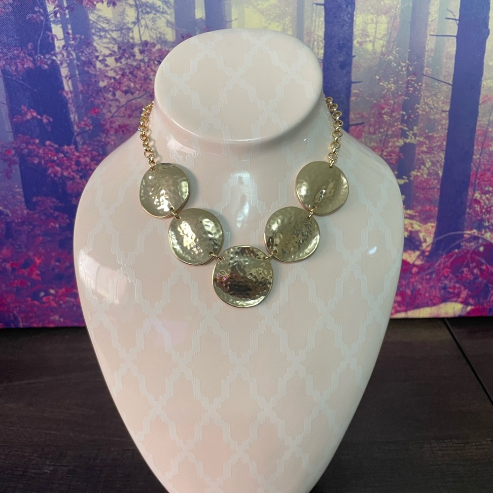NWT * Express Gold Necklace with Bold Hammered Pendants * New with Tags